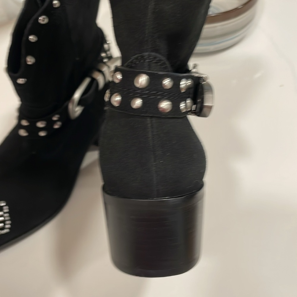 NWOT Booties! Country vibe, comfy and cute! Black suede like with silver stud - Picture 4 of 7